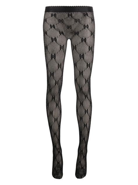 collant donna gucci|GG knit tights in black and silver .